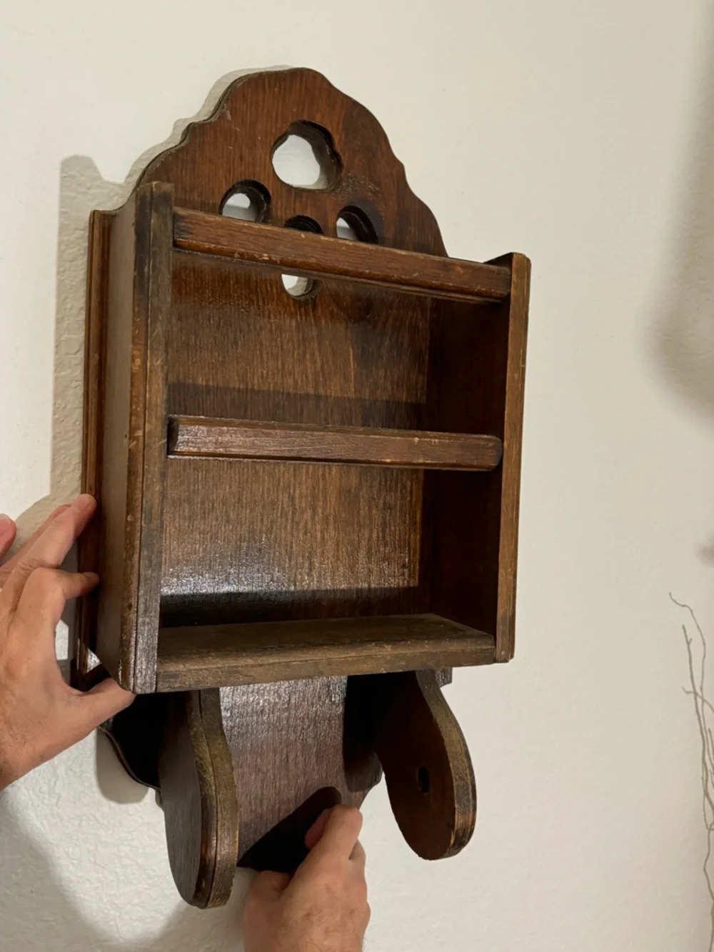 Vintage Brown Wooden toilet paper holder Wall Display Shelf - Home Wall Decor